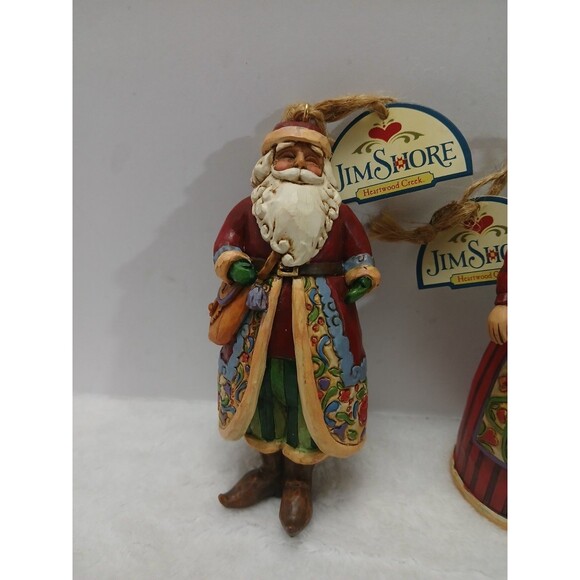 Jim Shore Santa & Mrs. Claus Hanging Christmas Ornament Set 4005769 - Picture 3 of 7